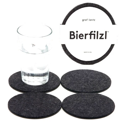 Graf Lantz - Bierfilzl Felt Coasters - Round - 100% Merino Wool - Moisture Wicking - Heat Resistant - Sustainable - Home Decor - Bar Decor - Housewarming Gift - 4 Coaster Set - 4