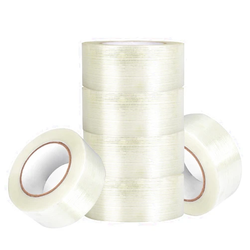YUMIERO 6 Rolls Mono Filament Strapping Tape 5.4Mil x 2Inch x 60yds, Heavy Duty Transparent Reinforced Fiberglass Packing Tape