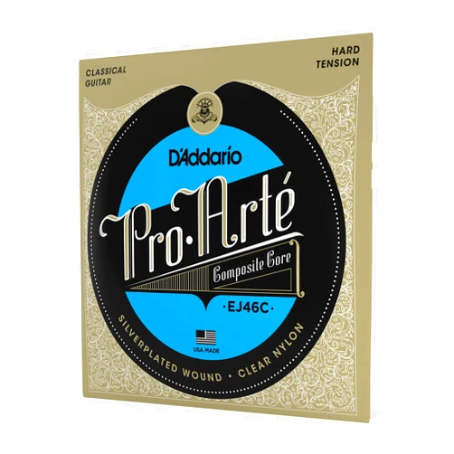 D'Addario Guitar Strings - Pro-Arte Classical Guitar Strings - EJ46C - Nylon Guitar Strings - Silver Plated Wrap, Composite Core, Clear Nylon Trebles - Hard Tension