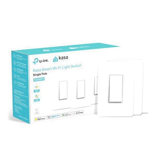 Kasa Smart Kasa Apple HomeKit Smart Light Switch KS200P3, Single Pole, Neutral Wire Required, 2.4GHz Wi-Fi Light Switch Works with Siri, Alexa and Google Home, UL Certified, No Hub Required, White, 3-Pack