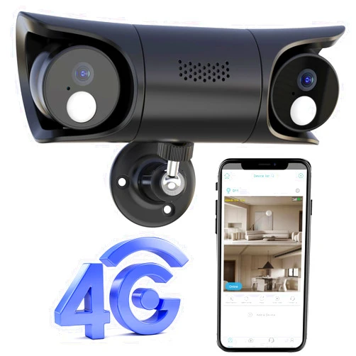 FUVISION 4G LTE Cellular Security Camera Indoor, Wireless Camera No Internet Needed, Home Cam with Dual Live Surveillance, Dual Manual PTZ Lens, Buil-in SIM Card, 20 Day Standby, Human Detection