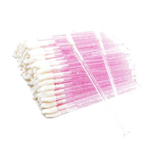 GliHiKj 300 Pcs Disposable Lip Brush Glitter Crystal Rod Lip Gloss ApplicatorLip Scrub brush Lipstick Lip Gloss Wand Applicator Make up Tool Beauty Disposable Lip Brushes (crystal pink rod)