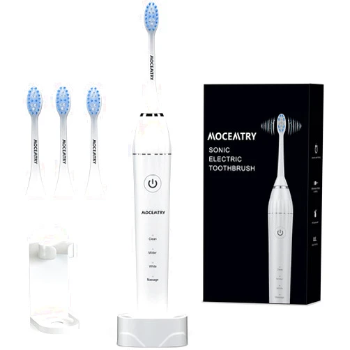 MOCEMTRY Sonic Electric Toothbrush Rechargeable toothbrushes for Adult with 4 Duponts Brush Heads, 4 Cleaning Mode Waterproof Electric Tooth