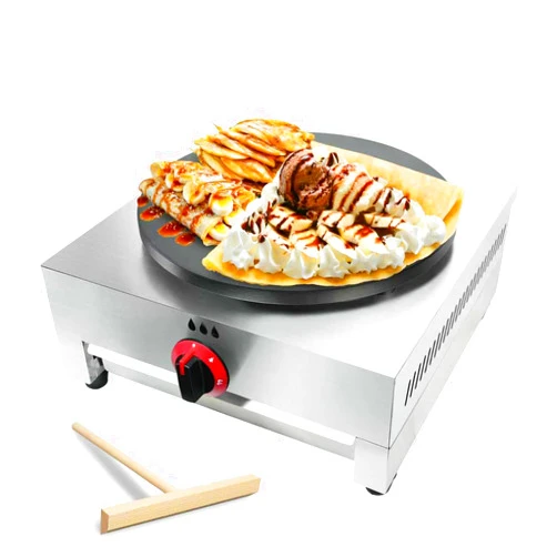 XXUNYNUIN Commercial Gas Crepe Maker 16-Inch Crepe Machine Adjustable Temperature Control Nonstick Stainless Steel Pancake Griddle Machine for Kitchen
