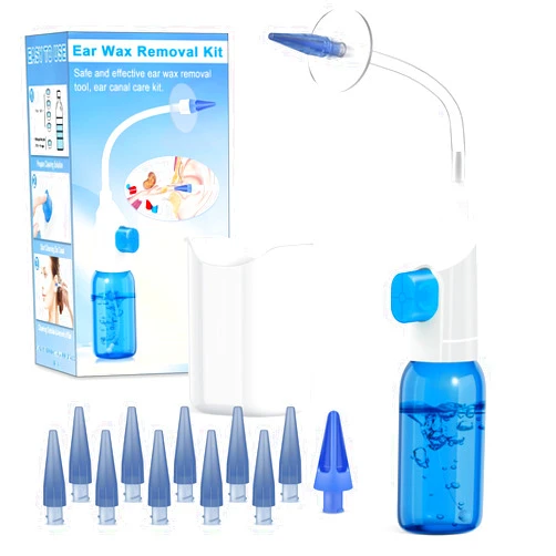 Julaiwy Ear Wax Removal Kit, Ear Cleaning Kits Manual Safe Ear Irrigation Flushing System, Effective Ear Cleaner Earwax Removal Kit, Ear Wax Removal Tool with Ear Basin and 10 Ear Tips