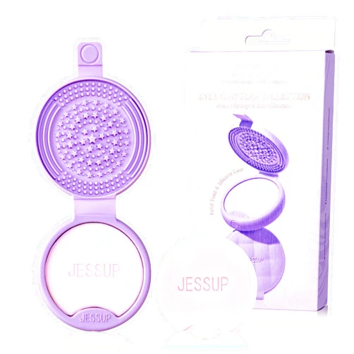 Jessup Makeup Brush Cleaner Mat Silicone with 2pcs Solid Soap, Portable Cleaning Tool for Cleaning Makeup Sponges Brushes, A013