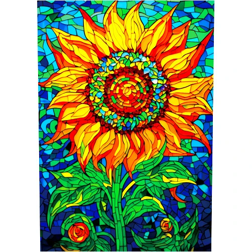 Bgraamiens Puzzle-Glass Sun Flower-1000 Pieces Rectangle Puzzle Stained Glass Art Color Challenging Beautiful Jigsaw Puzzles for Adults and Kids(Glass Sun Flower)