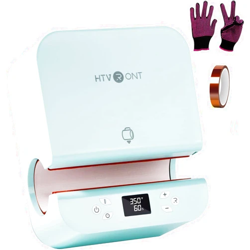 HTVRONT Auto Tumbler Heat Press Machine - Mug Heat Press Heat Up Fast & Even, Professional Tumbler Press High-Security for 2.95-3.18inch Sublimation Tumblers, Cups, Glasses and Mugs (Blue)