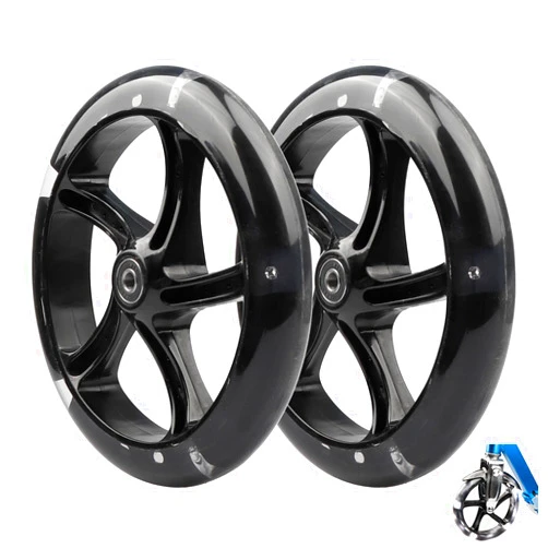 WHEELGOO 8-inch Scooter Replacement Wheels White-Flashing Scooter 200mm Big Wheels Upgrades for Razor A5 Kid Youth Adult Kick Scooter, Pack of 2