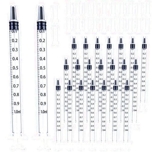 HiMo 100 Pack 1ml Syringe with Cap for Liquid, 1cc Plastic Small Syringes with Cover, Non-Sterile, No Needle