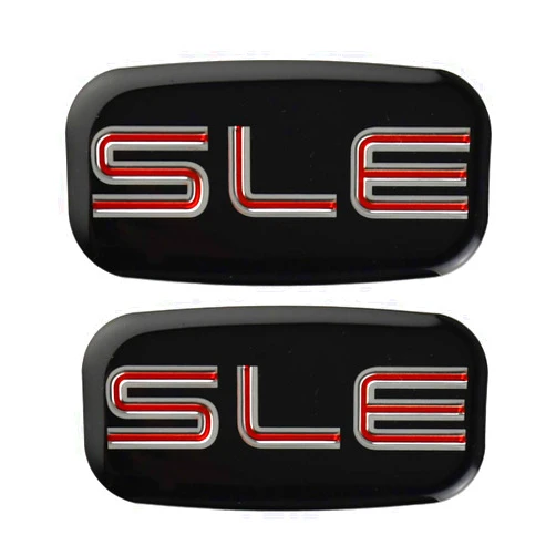 CDD 2X SLE Emblems 3D Nameplate Sticker Replacement for GMC Chevrolet Sierra Suburban Yukon 1500 2500 3500 15036134 (Chrome/Red)