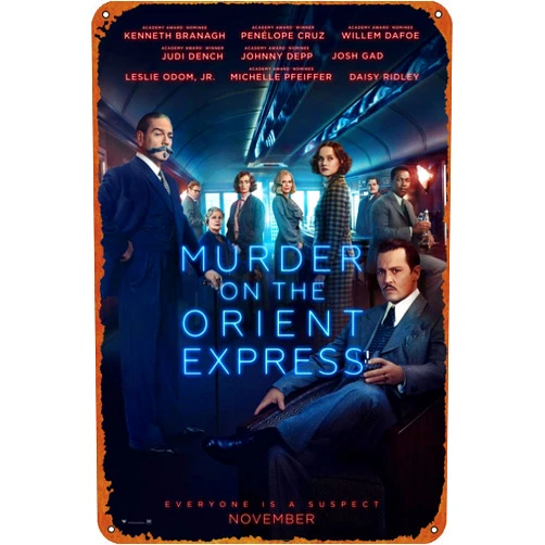 IEITB Murder on the Orient Express Metal Tin Sign Vintage Wall Art Decoration Living Room Bathroom Kitchen Poster Decor 8 * 12 Inches