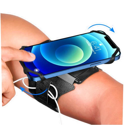 VUP Running Armband 360°Rotatable for iPhone 16/15/14/13/Pro Max/Pro/Mini/12/11/SE/Xs/XR/X/8/7/Plus, Fits All 4-6.7 Inch Smartphones, with Key Holder Phone Armband for Running Hiking Biking (Black)
