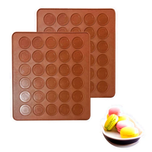 Melostu Akingshop Silicone Macaron Baking Mats, 2 Non-Stick Silicone Baking Mats, Food Safe Baking Mat, Great For Macaron, Cookies, Bread, Pastry, Dessert (2Pcs 30Capavity)