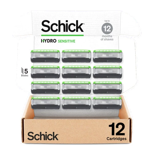 Schick Hydro Sensitive Razor Refills, 12ct | Razor Blades Refills, Razor Blades for Men, Shaving Blades for Men, Hydro Razor Blades Refill, 5 Blade Razor Men, 12 Refills