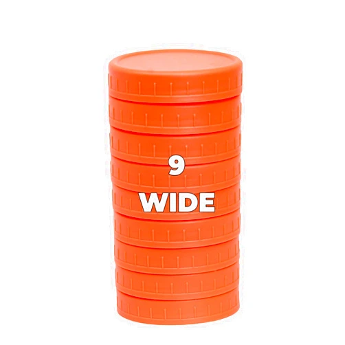 Jumterlee 9 Pack Orange Wide Mouth Mason Jar Lids with Silicone Rings,9 Color to Choose, Plastic Mason Jar Lids,Plastic Canning Lids, Fit Ball,Kerr and More (Orange)