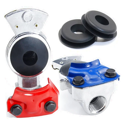 iBroPrat Glad Hand Set with Seals, Aluminum Universal Gladhand Emergency & Service Brake Air Hose Coupling Connectors Glad Hands Parts Red Blue for Semi Trucks Trailers RVs, 1 Pair