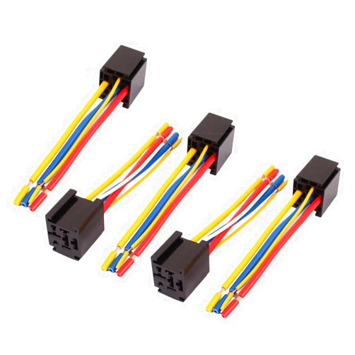 uxcell DC 12V/24V 80A 5-Pin Wire Cable Relay Socket Harness Connector 5pcs for Car Truck