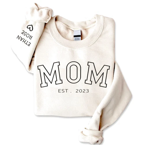 IZI POD Personalized Mama Embroidered Sweatshirt, Mother Day Sweatshirt, for Mom Grandma