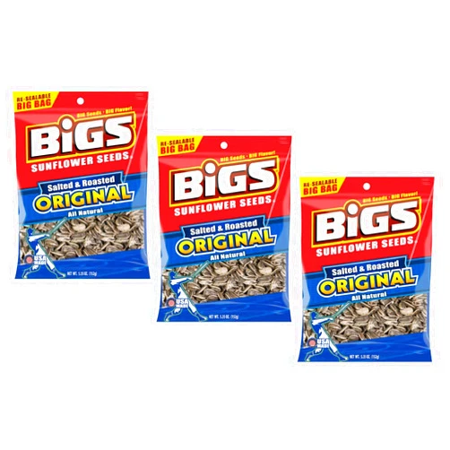 Bigs Original Sunflower Seeds Salted & Roasted Big Bag, 5.35 Oz Bag (3 Count)
