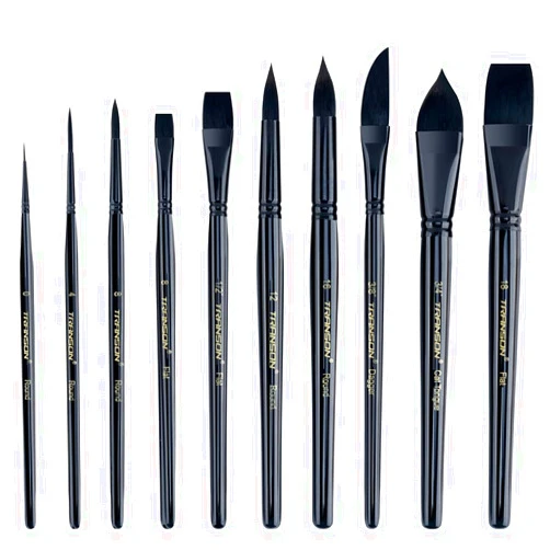 Transon 10pcs Natural Watercolor Paint Brush Set Professional for Watercolor Acrylic Ink Gouache Tempera