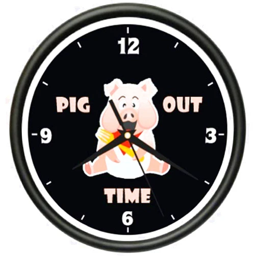 SignMission Pig Out TIME Wall Clock Pigs BBQ barbque Restaurant