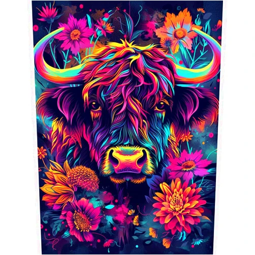 Jlonxieger Diamond Painting Kits Beautiful Colour The Cow Bull Flowers for Beginners,Diamond Art Kits for Adults,Full Drill Diamond Paintings Diamonds Paint for Home Wall Decor Gift 12x16in