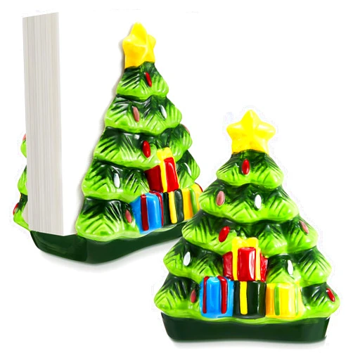 FillTouch 2 Pack Christmas Napkin Holder Xmas Tree Design Freestanding Tissue Dispenser Hand Painted Ceramic Napkin Holder Decorative Holiday Napkin Holder for Christmas Decoration Party Gift