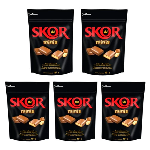 The Hershey Company SKOR Chocolate Candy Bars with Buttered Toffee, Minis, 191 Gram, Bundle, (5 Pack)