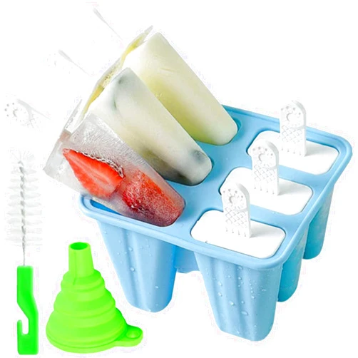 Bell Dream Popsicle Mould，Popsicle Maker Popsicle Molds 6 Pieces Silicone Ice Pop Molds BPA Free Popsicle Mold Reusable Easy Release Ice Pop Make (Blue)