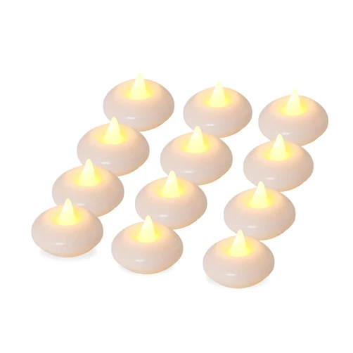 LARDUX Pack of 12 LED Floating Candles - 2 Inch Flameless Small Plastic Floating Tea Lights for Bathtub Swimming Pool Vase Centerpiece Decoration