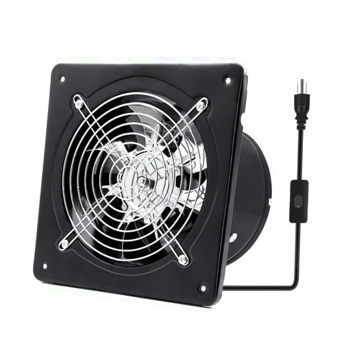 FanGoFast 6 inch Exhaust Fan Metal Ventilation Fan with Switch Window and Wall mounted Extractor Bathroom Fan with check valve for Kitchen, Workshop, Basement (Black, 6 inch)