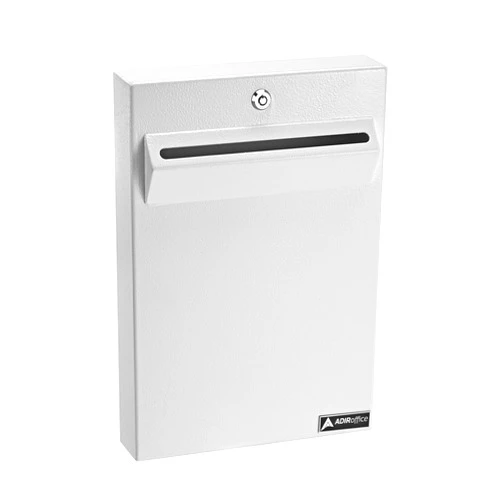 AdirOffice Wall Mount Drop Box - Heavy Duty Secured Storage with Lock - for Commercial Home Office or Business Use (White)