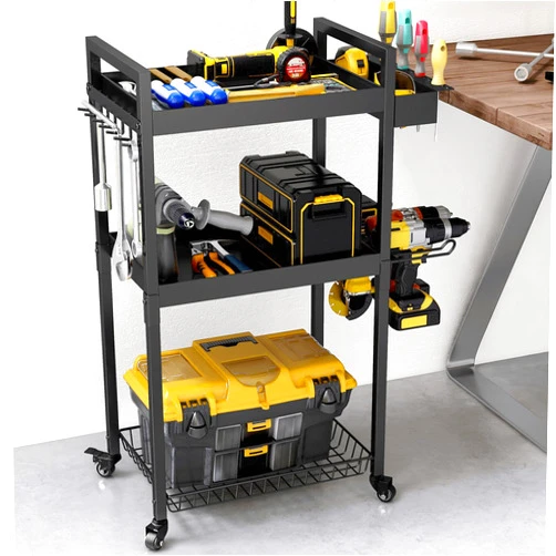 YIWANFW Rolling Power Tool Organizer Cart, 3 Tier Tool Cart Tool Chest with Wheels, Tool Gifts for Men Dad, Garage Workbench Organizers and Storage, Rolling Tool Box Organizer Drill Holder Organizer