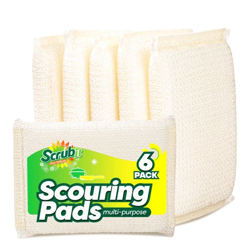 SCRUBIT 6 Scrub Sponges Kitchen by SCRUBIT, Multi-Purpose Scouring Pads, Non-Scratch Cleaning Sponges for Dishes, Pots & Non-Stick Cookware - Long Lasting Dish Scrubbers for Kitchen, Bathroom & More