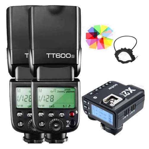 Godox TT600S 2pcs 2.4G Wireless X-System TTL GN60 High-Speed Sync 1/8000s Flash Speedlite with X2T-S Trigger Transmitter Compatible for Sony Cameras