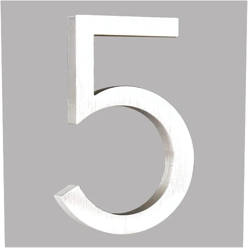 HASWARE Floating House Number 4 inch Stylish Door Numbers Alphabet Plaque Street Home Address Numerals (Small 5, Silver)