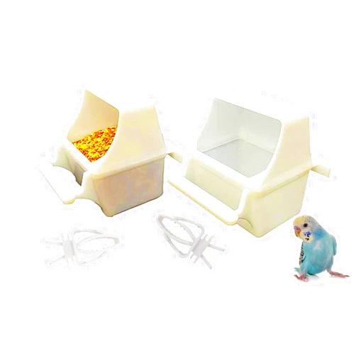 ORIBUKI 2 Pack No Mess Small Bird Feeder Bowl & Food Holder Hanging Cage Cups Dishes with Perch Fruit Vegetable Feeders Clips for Parrot Conure Parakeet Water Dispenser for Cage