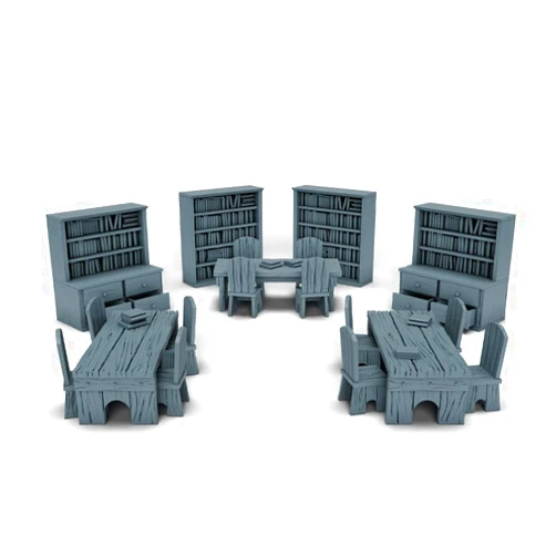 I BUILT IT Library Set DND Miniature Terrain, Dungeons and Dragons, D&D, Pathfinder, Scatter, Fantasy Scenery for DND, RPG and Wargaming, Tabletop, 28mm, 32mm