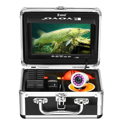 Eyoyo Underwater Fishing Camera Portable Video Fish Finder 1000TVL Waterproof Camera Underwater DVR Video Fish Cam w/ 12pcs Infrared Lights for Boat, Lake, Ice Fishing