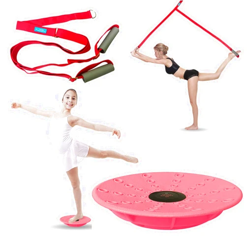 Artan Balance Dance, Cheerleading and Figureskating Trainer Stretching and Balance, 2 Pc. Set, Stretching, Disc Core Board and Flexibility Equipment Strap for Dance, Gymnastics, Turning, Stunt