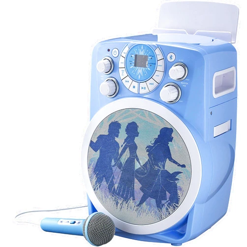 eKids Frozen 2 Bluetooth CDG Karaoke Machine with LED Disco Party Lights, Built in Microphone for Kids, Portable Bluetooth Speaker, Compatible with CDG Disks, MP3 & TV