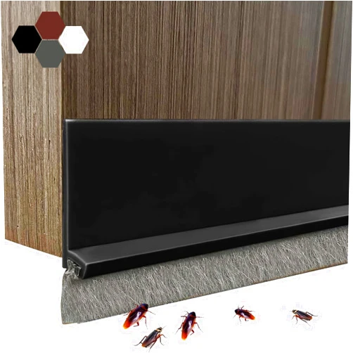 lafo Door Sweep for Bottom of Door, Under Door Draft Stopper for Bottom of Door with Brush, Self Adhesive Weather Stripping, Door Seal Dust/Noise/Hot or Cold Air Insulation (Black, 39