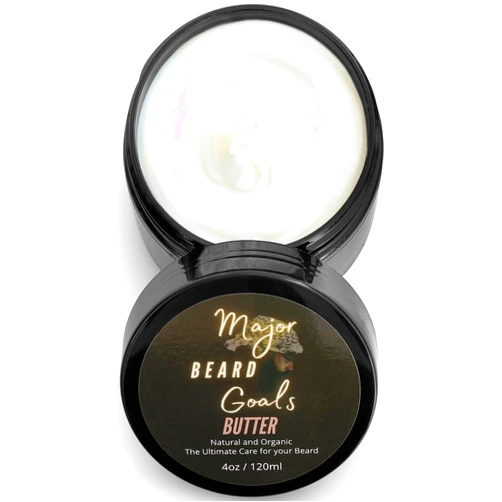 Major Beard Goals Beard Butter for Men - Leave-In Softener for Mustache & Beard Care, Cream Hydrates, Reduces Itchiness - Jamaican Black Castor Oil, Biotin, Collagen, & Shea Butter - 4oz