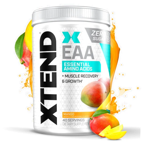 Scivation XTEND EAA + BCAA Powder | Muscle Recovery & Lean Muscle Growth | 9 Essential Amino Acids for Intra Workout or Post Workout Recovery | 10g EAAs Per 2 Servings | Mango 40 Servings