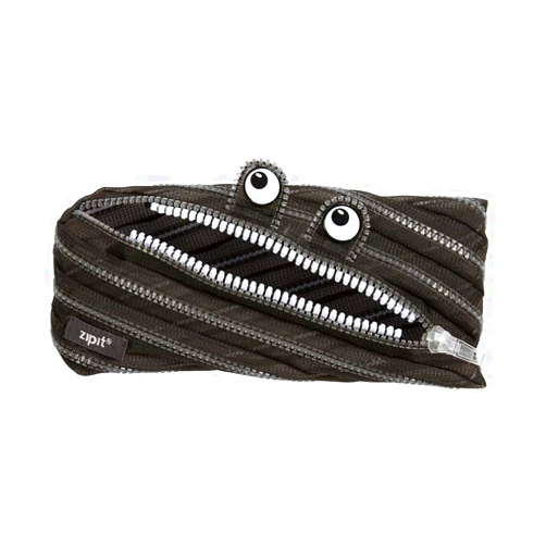 ZIPIT Monster Pencil Case for Boys, Holds Up to 30 Pens, Machine Washable, Made of One Long Zipper! (Black Mesh)