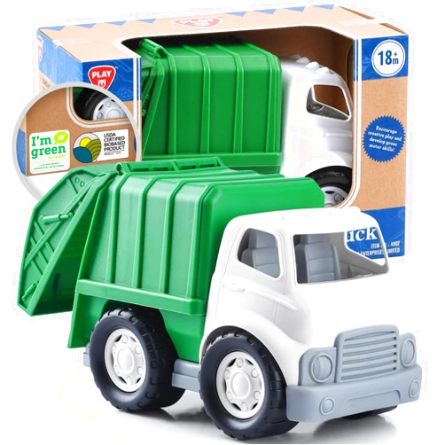 PLAY Eco-Friendly Garbage Truck, [USDA Certified] No BPA/Phthalate/PVC, Recycled Bioplastic Trash Truck Toys for Boys 1-4, Fine Motor Skills Car Toys Vehicle Gift for Kids