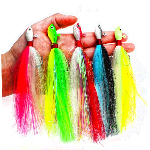 Ghanneey Fishing Jigs Kit Bucktail Jigs Hair Swimbait Heads Crappie jig Head Marabou Feather Fishing Lure Freshwater and Saltwater for Salmon Trout Bass