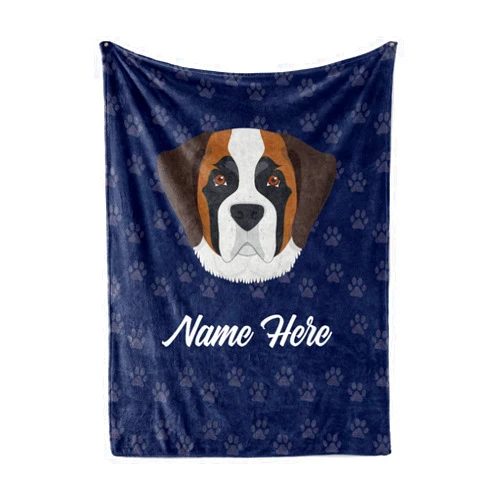 Personalized Corner Personalized Custom Pet Saint Bernard Fleece and Sherpa Throw Blanket for Men Women Kids Babies - Dog Blankets Perfect for Bedtime Bedding Gift Dogs Lovers Moms Dads
