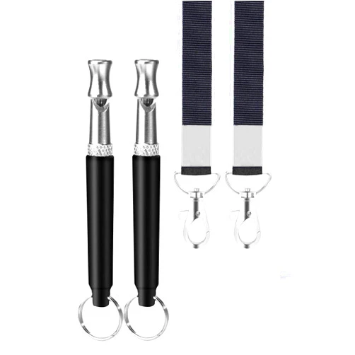 Petiddy Dog Whistle, Adjustable Pitch Ultrasonic Dog Training Whistle, Stainless Steel Silent Bark Control for Dogs Recall, Stop Barking, with Premium Lanyard, for All Breeds & Sizes (Black)